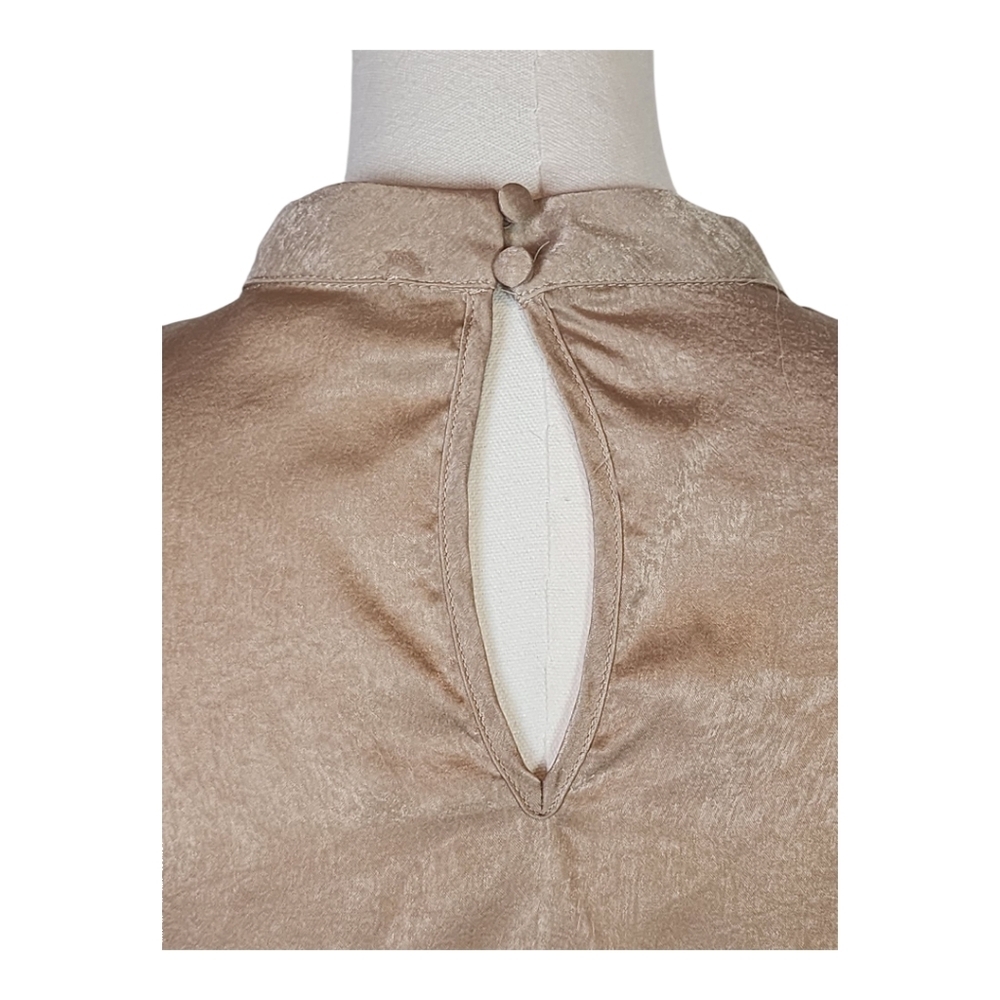 A. Calin by Flying Tomato Champagne Puff Sleeve Blouse Size Large - Picture 6 of 9